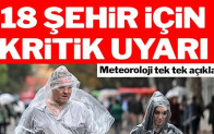 18 şehir için yağmur ve rüzgar uyarısı…