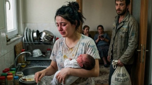 KOCASI HABERSİZCE EVE GELDİ VE KARISINI BEBEĞİ KUCAĞINDA YEMEK YAPARKEN BULDU