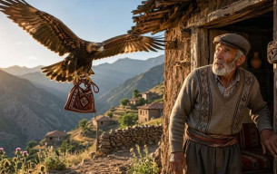 Tel örgüye takılmış kartalı serbest bıraktı. Şafak vakti, 7 kartal çiftliğini kapladı