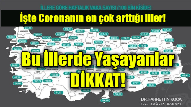 İşte Coronanın en çok arttığı iller