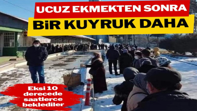 Soğuk havada metrelerce kuyruk…