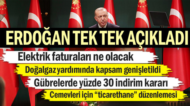 Elektrik faturaları ne olacak… Erdoğan tek tek açıkladı…